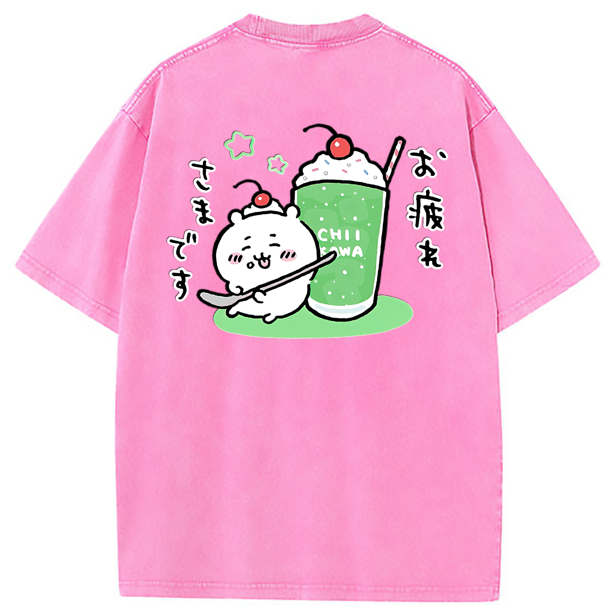 （画像用） ちいかわ ちいかわ Chii-kawa chiikawa 綿100% ヴィンテージ風 半袖Tシャツ（背面プリント）